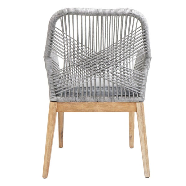 Gartensessel mit Armlehne, Seilbespannung und Holzbeinen