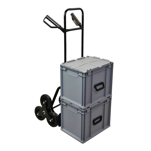 PROREGAL Treppensackkarre ODIN All Black, HxBxT 111x60x43cm, Tragkraft 200kg, Hartgummi-Bereifung, Schwarz