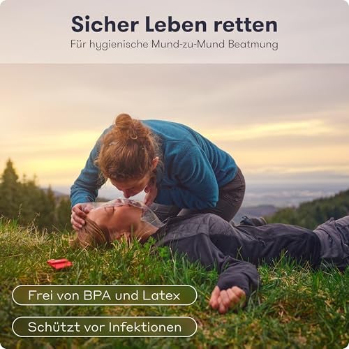 Beatmungstuch 12er Set - Beatmungsmaske Erste Hilfe - Praktischer Beatmungsbeutel am Schlüsselanhänger - Hygienischer Mund-zu-Mund Beatmung Schutz für Notfälle und Rettungseinsätze