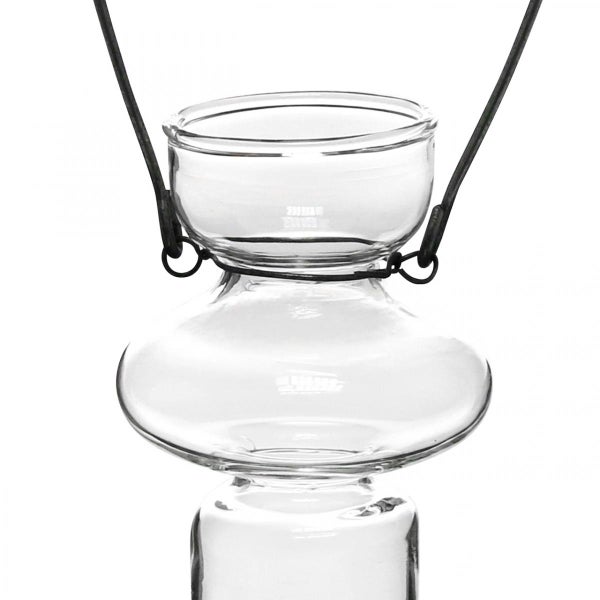 Windlicht aus Glas mit Metallbügel zum Aufhängen