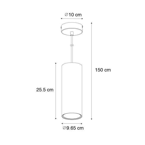 Technische Zeichnung einer Pendelleuchte mit Abmessungen