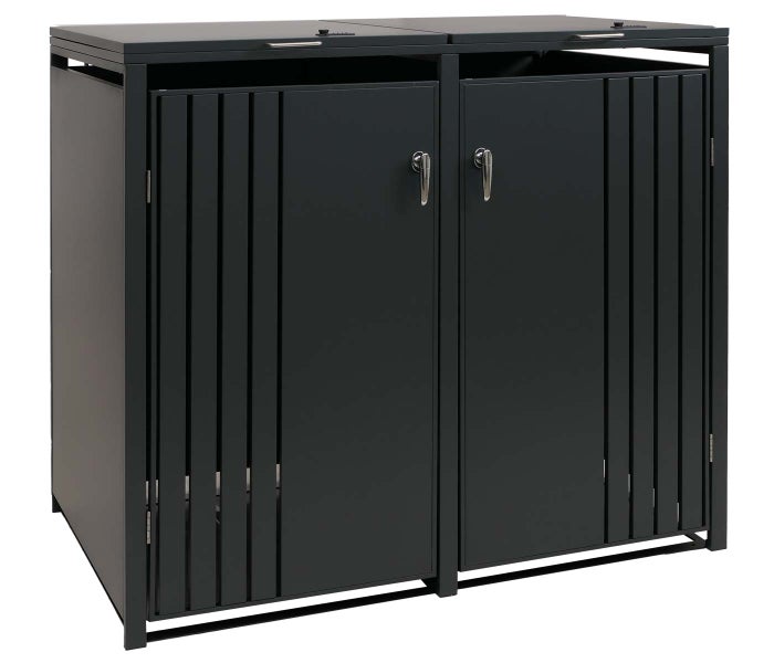 Mülltonnenbox für zwei Mülltonnen mit abschließbaren Türen