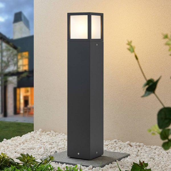 Lucande Außenleuchte Dewari (spritzwassergeschützt (Modern) in Alu aus Aluminium (1 flammig, E27) - Wegeleuchte Pollerleuchte Wegelampe Sockelleuchte