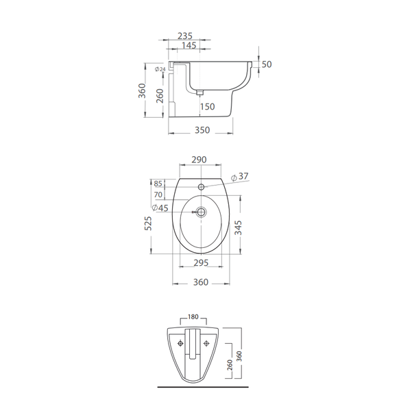 Wand- Bidet, klassische Form, hochwertige Keramik  | Cipro