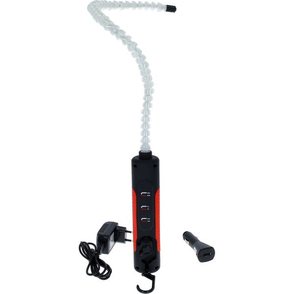 Inspektionsleuchte mit flexiblem Schwanenhals, Haken, Magnet, Ladegerät und USB-Adapter