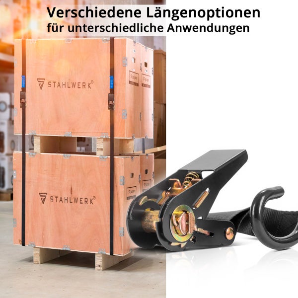 Spanngurt mit Ratsche zum Sichern von Holzboxen, Marke Stahlwerk