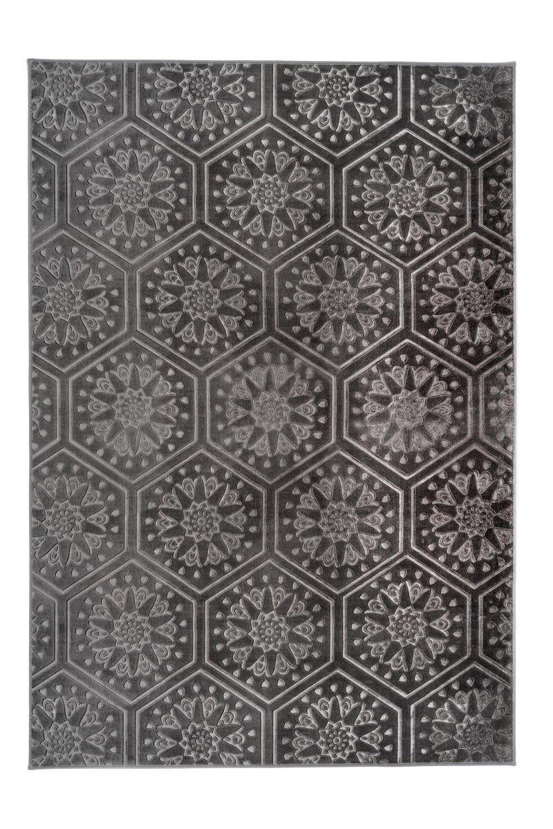 Kurzflor Teppich Blissique Anthrazit Modern, Klassisch 200 x 290 cm