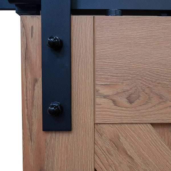 Holzschiebetür Komplettset Scheunentor Oak verschiedene Größen offene Laufschiene schwarz 35mm -  900x2150mm