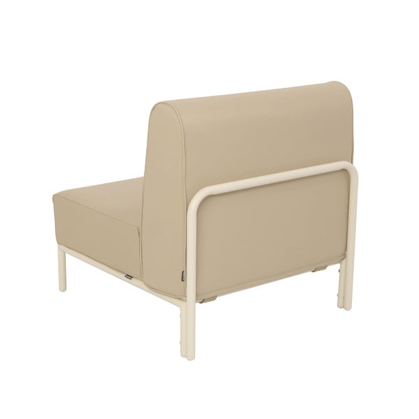 Beiges Loungesessel-Modul mit Metallgestell und Stoffpolsterung.