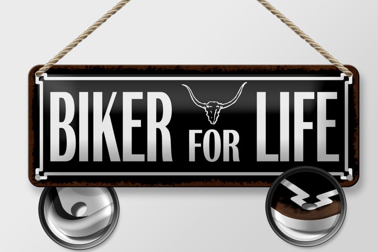 Blechschild Spruch 27x10cm Biker for life Dekoration