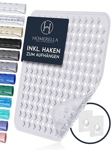 Homerella® Duschmatte rutschfest - 100% BPA frei - Inkl. 2 Haken zum Aufhängen 53x53cm - Antirutschmatte Dusche hautsensitiv & schimmelresistent - Duscheinlage maschinenwaschbar