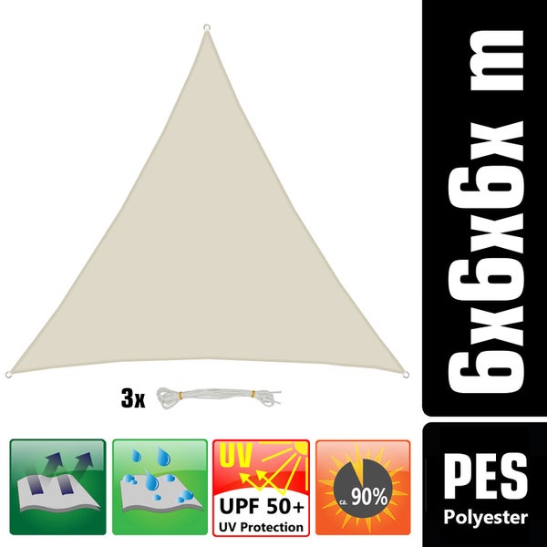 AMANKA 98% UV Schutz: 6x6x6 Sonnensegel Dreieckig Wasserdicht - Terrassendach Sonnenschutz Dreieck - Sonnensegel Garten Sonnenschutz für Trampolin Sonnensegel Pergola D Ring Dreieckig Sonnensegel Pool