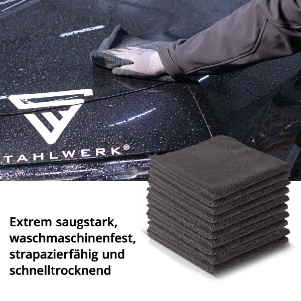 STAHLWERK Mikrofaser-Handtuch 20er Set 40 x 40 cm 300 gsm schwarz
