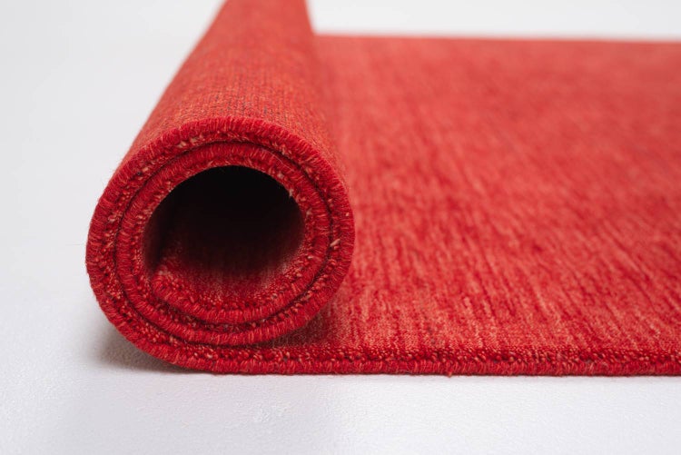Wollteppich Luxus Designerteppich moderner uni Teppich aus reiner Schurwolle Rot 195x250 cm