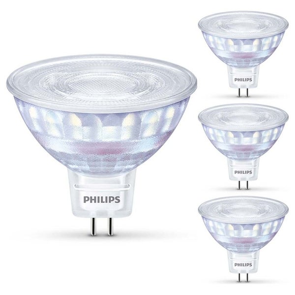 Philips LED WarmGlow Lampe ersetzt 50W, GU5,3 Reflktor MR16, warmweiß, 621 Lumen, dimmbar, 4er Pack
