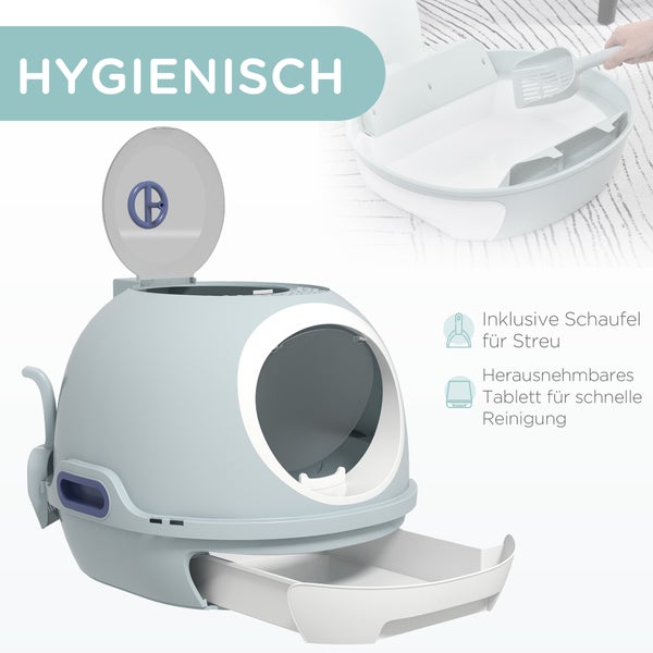 PawHut Katzentoilette, B47 x T55 x H44 cm, PP, ABS, Blau