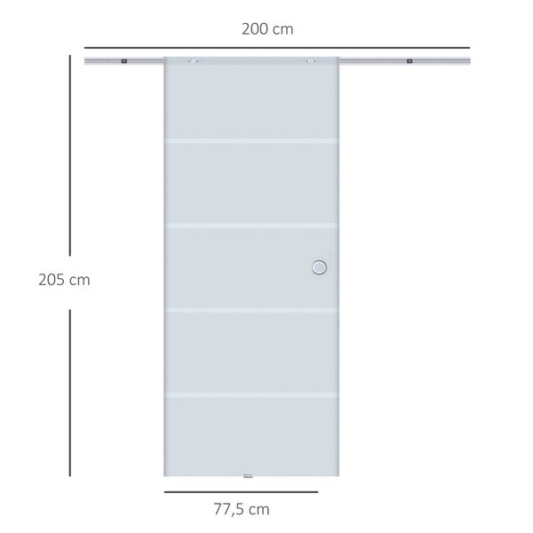 HOMCOM Glasschiebetür Schiebetür Glastür Zimmertür teilsatiniert 775 x 2050 mm