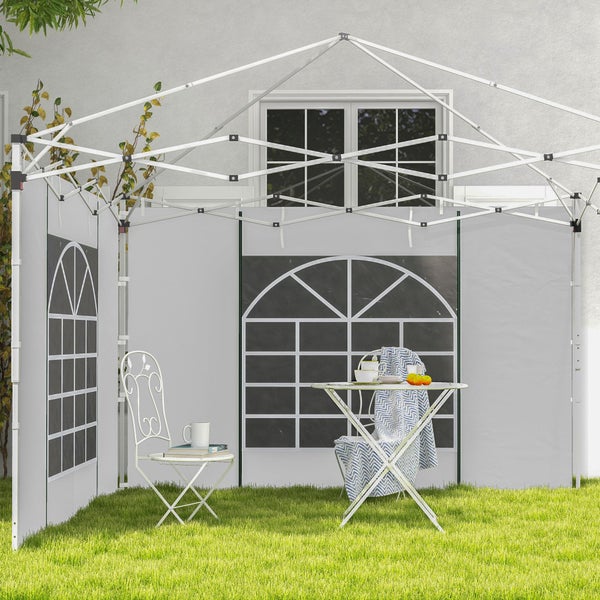 Outsunny 2 Seitenteile Seitenwände für 3 x 3/ 3 x 6 m Pavillon, 295cm x 195cm, Oxford, Weiß