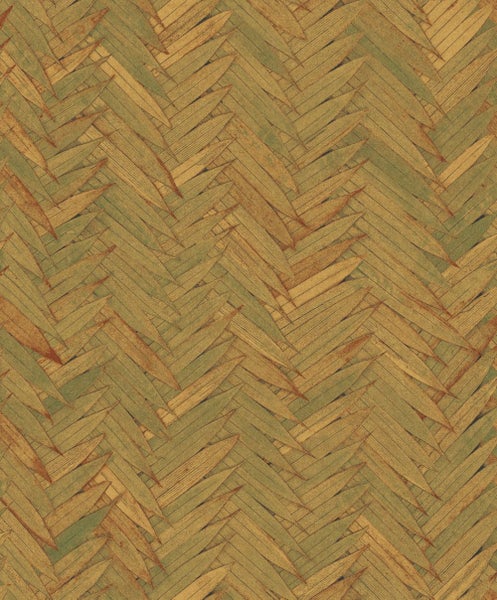 Masureel Tapete Fischgrätmuster Grün - 53 cm x 10.05 m - 631985