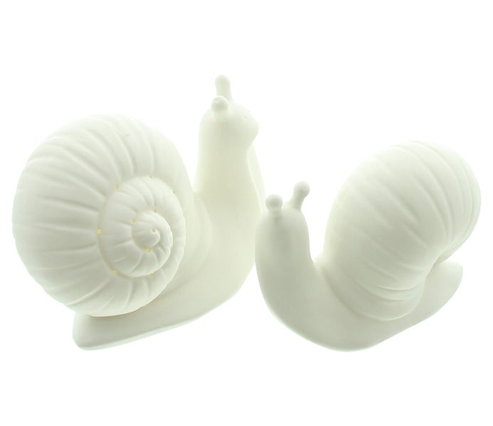 FRANK FLECHTWAREN | LED-Schnecke White, 2er Set, PORZELLAN, KUNSTSTOFF, 11,5 x 7 x 8,0 cm, 13,5 x 8 x 10 cm