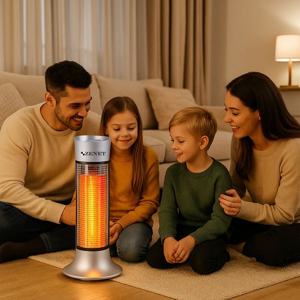 Infrarot-Heizstrahler ZENET ZET-516, silber, 1000W | Energieeffiziente und sichere Heizung mit IP24-Schutz