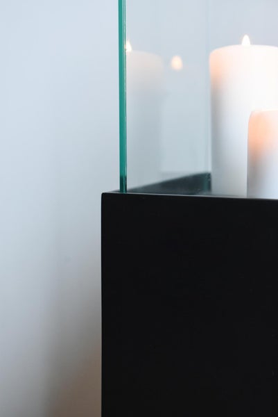 VIVANNO Windlicht CANDELA 80x25x25 cm Alu-Verbund Schwarz matt
