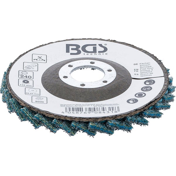 Fächerschleifscheibe mit Körnung 240 und 115 Millimeter Durchmesser