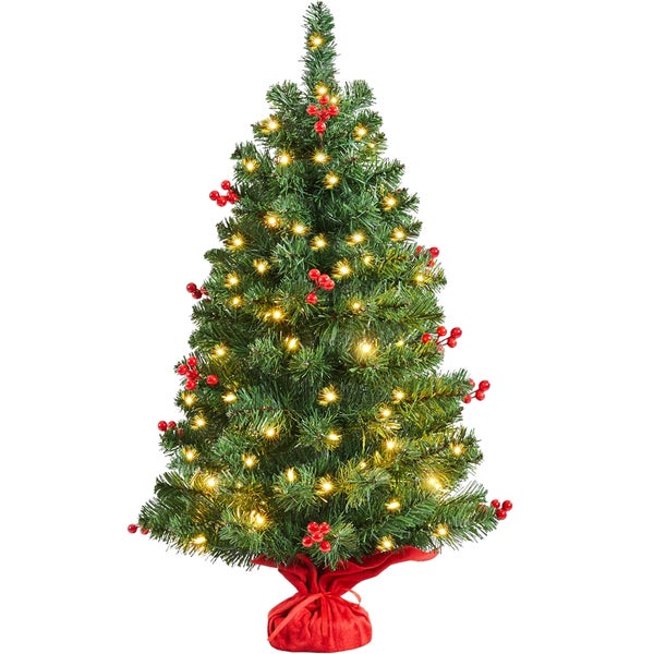 Yaheetech 90cm Weihnachtsbaum mit LED-Lichter , Grün