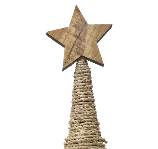 Dekorativer Weihnachtsbaum aus Holz und Naturfaser