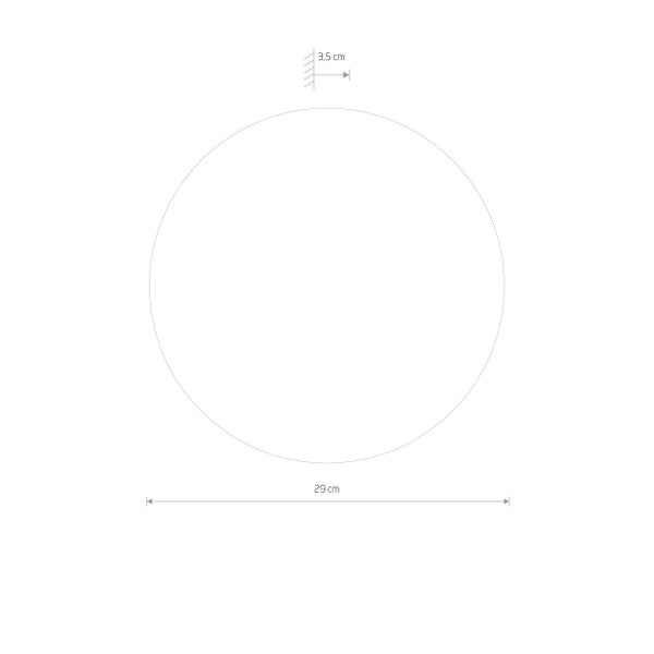Kreisdarstellung mit Maßangaben: 29 cm Durchmesser, 3,5 cm Tiefe