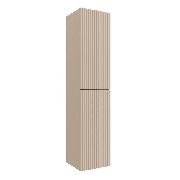 Badezimmer-Hochschrank mit geriffelter Front, beige