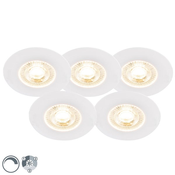 Set mit 5 Einbauspots weiß 3 Stufen dimmbar - Ulo