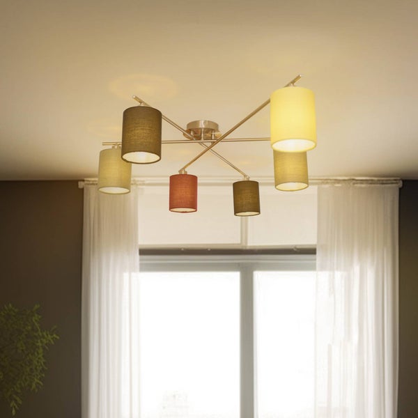 Lindby Deckenlampe Pellinora (Modern) aus Metall (6 flammig, E14) - Textil Deckenleuchte Lampe Wohnzimmerleuchte