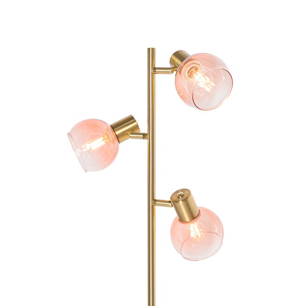 Stehleuchte mit drei Leuchten aus Glas und Metall