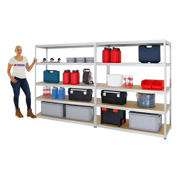 PROREGAL Mega Deal 2x Schwerlastregal Giant Elephant HxBxT 180 x 150 x 60 cm Fachlast 200 kg Verzinkt