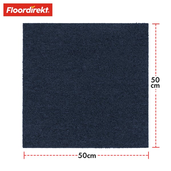 FLOORDIREKT Teppichfliese Moscow - Selbstliegend - 50 x 50 cm - Blau