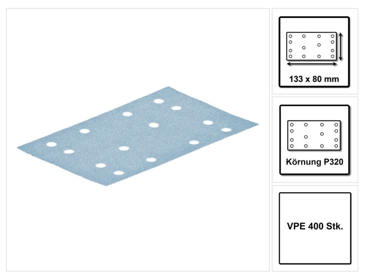 Festool STF 80x133 Schleifstreifen Granat P320 80 x 133 mm 400 Stk. ( 4x 497125 ) für Rutscher RTS 400, RTSC 400, RS 400, RS 4, LS 130