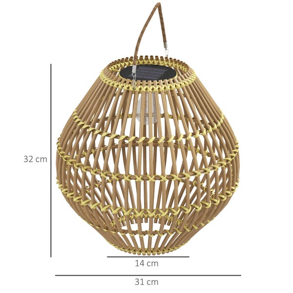 Outsunny Solarleuchte, Ø31 x 32Hcm, PE Rattan, Stahl, gelb