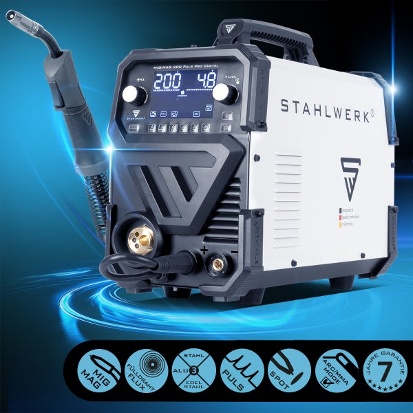 STAHLWERK Schutzgas-Schweißgerät MIG MAG 200 Spot Puls Pro Digital IGBT 200 A