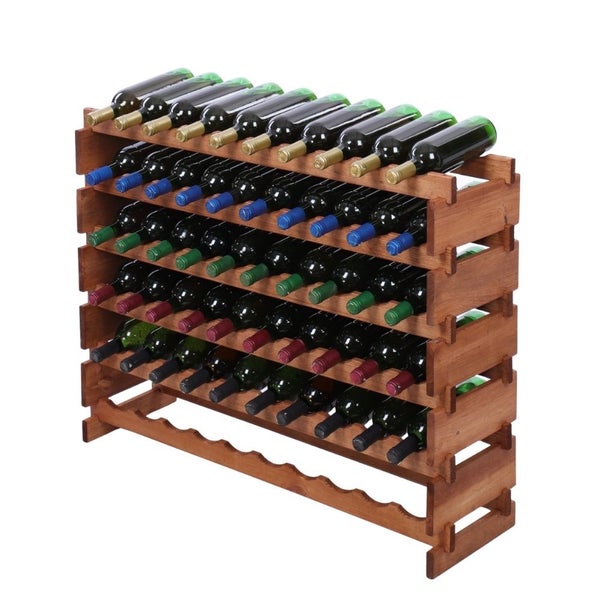 Weinregal VINOTECA FLEX PRO HxBxT 79x103x28cm 60 Flaschen auf 6 Ebenen Massives Kiefernholz Braun geölt