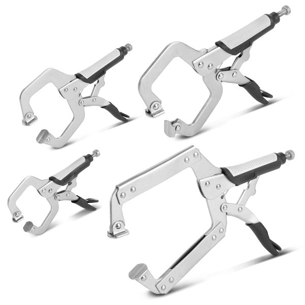 STAHLWERK Gripzangen Set 4-teilig C-Form 6 bis 14 Zoll inklusive Transportkoffer