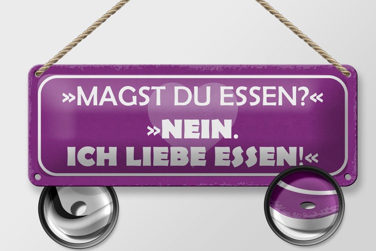 Blechschild Spruch 27x10cm magst du Essen nein ich liebe Dekoration
