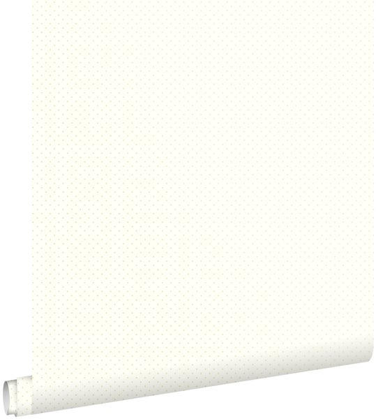 ESTAhome Tapete feine Punkte Crême-Weiß und Silber - 53 cm x 10.05 m - 137315