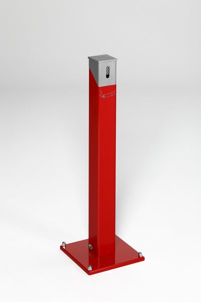 PROREGAL Eckiger Ascher Standsäule Mit Abnehmbarem Kopfteil 9,4 Liter HxBxT 100,5 x 30 x 30 cm Verzinkter Stahl Rot