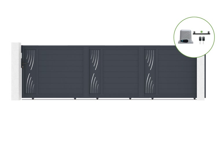 Schiebetor 5m VELETA H.140cm Aluminium + RANGER C300 Motorisierung