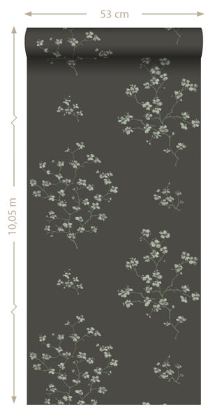 Tapetenrolle mit Blumenmuster, 53 cm breit, 10,05 m lang