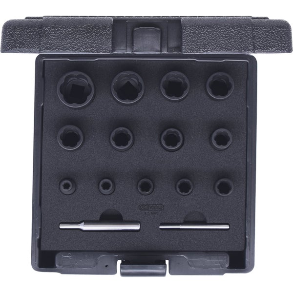 Werkzeugkasten mit verschiedenen Steckschlüsseleinsätzen