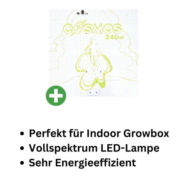 Cosmos 240W LED Pflanzenlampe – Vollspektrum Grow Lampe für 100x100 cm Growbox – Energiesparend, kompakt & langlebig – Für Wuchs- & Blütephase