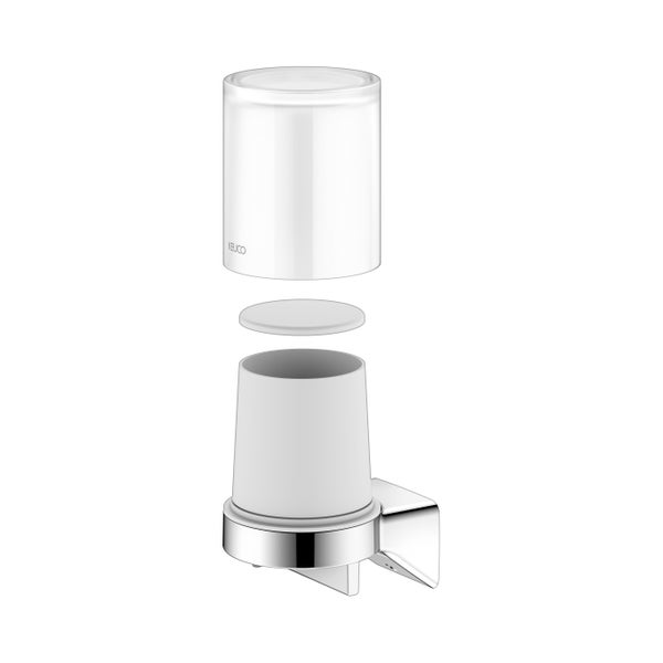 KEUCO Rose Seifenspender mit satiniertem Stülpglas, zum Kleben/Schrauben, chrom/weiß