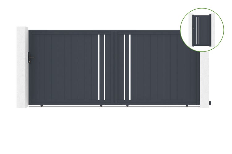 Schiebetor 4m GIONA H.180cm Aluminium + Tor GIONA H180 GRAU